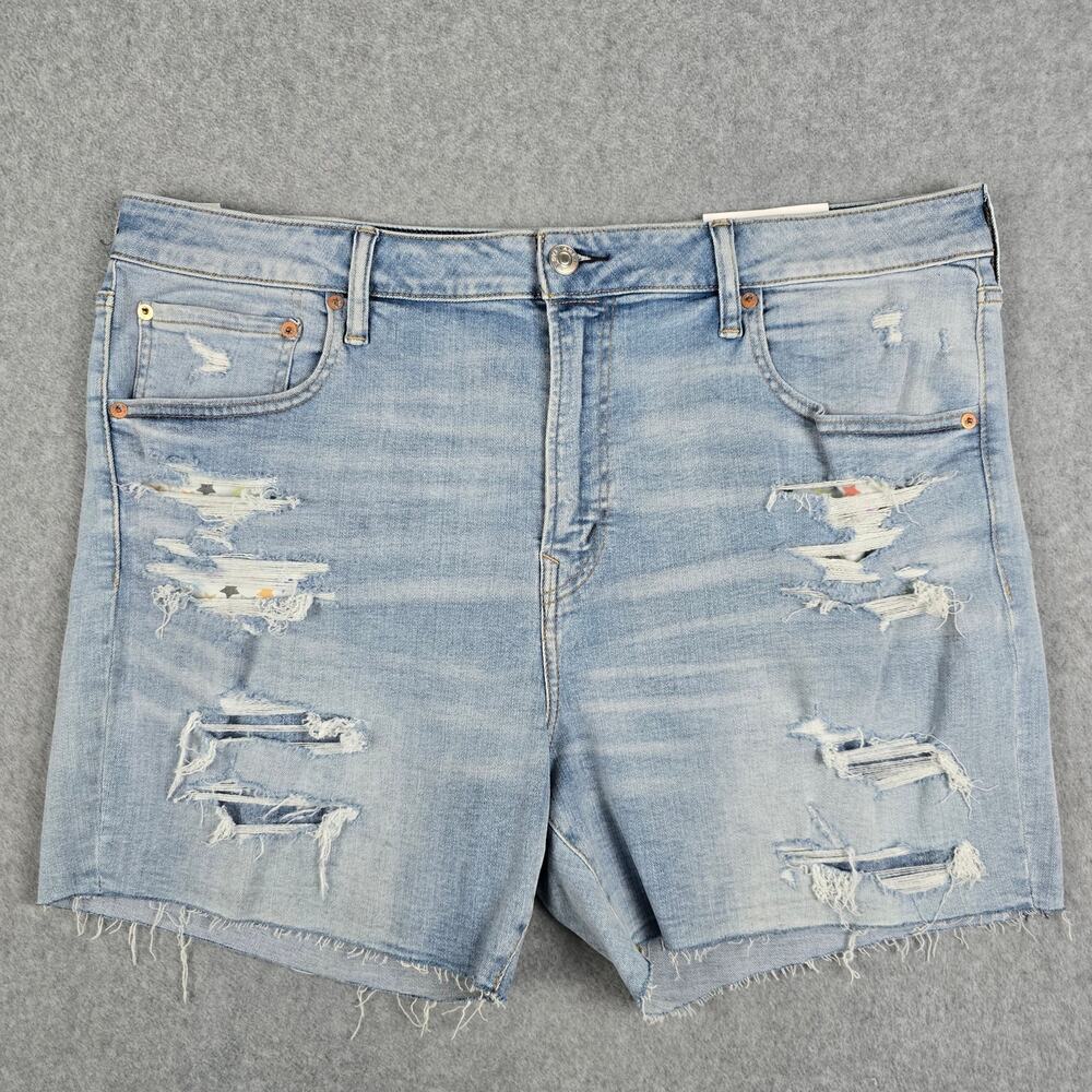 NWT American Eagle Mens 40 Pride Denim Jean Shorts Light Wash Distressed Cut Off